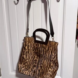 Ralph Lauren Animal Print Shoulder Bag with Black Trim